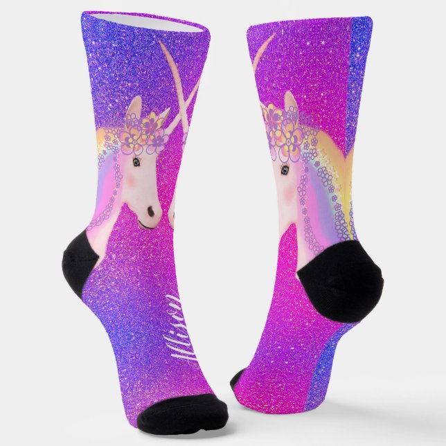 Chaussette Parties scintillant rose violet Unicorne Personnal (Angulaire)