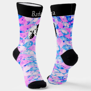 Chaussette Partition Musique et Comédie et Tragédie Masque Mo