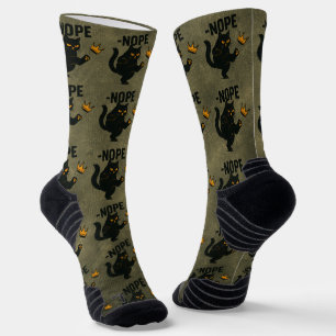 Chaussette Pas De Rois En Amérique Chat Noir Drôle Kicking Cr