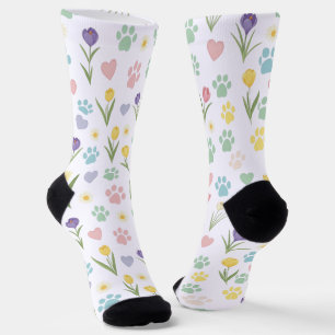 Chaussette Pastel Empreinte de patte et Coeurs Chaussettes fl