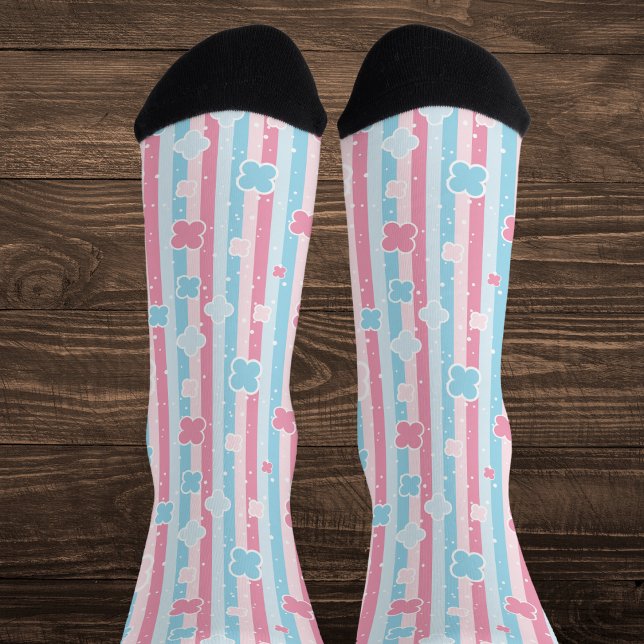 Chaussette Pastel Pink et Blue Floral (Créateur téléchargé)