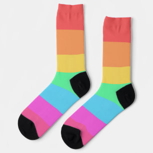 Chaussette Pastel Rainbow Color Strips Design