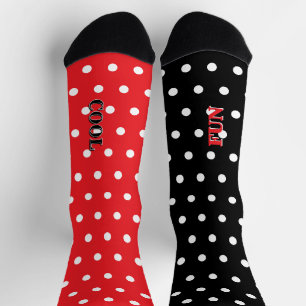 Chaussette Pastel rouge noir blanc points amusants cool