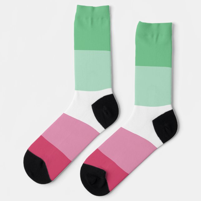 Chaussette Pastèque Abrosexuelle Pink Vert Strited LGBT (Gauche)