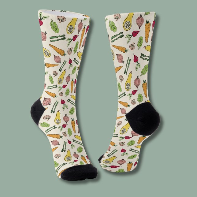 Chaussette Patch de légumes cultivé localement (Vegetable pattern socks with locally grown / farmers market aesthetic)