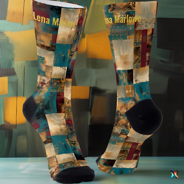 Chaussette Patchwork Abstrait Élégant – Artistique sur Mesure (Créateur téléchargé)