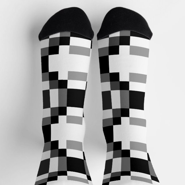 Chaussette Patchwork gris noir et blanc (Haut)