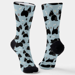 Chaussette Pâtes de Terrier écossais noir et soies d'os