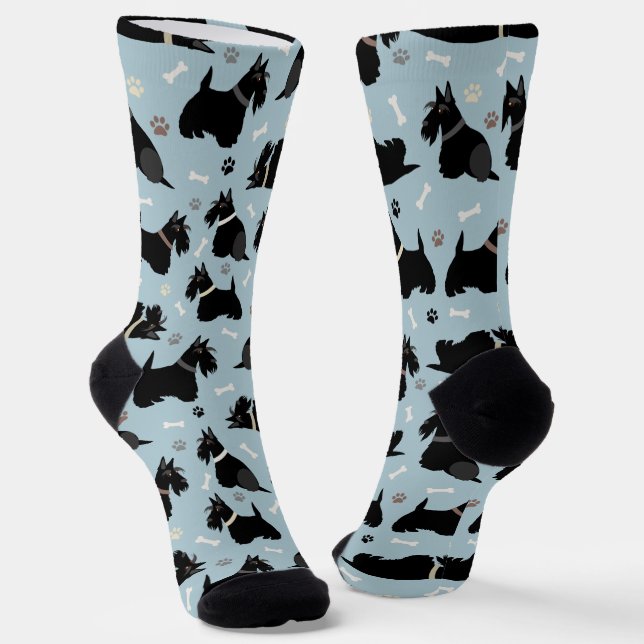 Chaussette Pâtes de Terrier écossais noir et soies d'os (Angulaire)