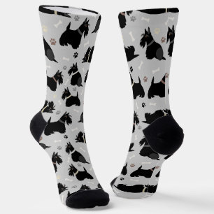 Chaussette Pâtes de Terrier écossais noir et soies d'os