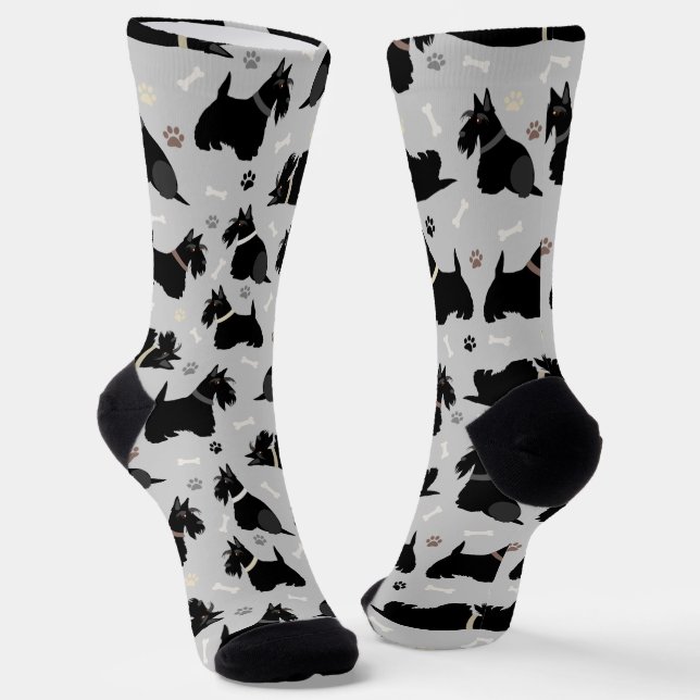 Chaussette Pâtes de Terrier écossais noir et soies d'os (Angulaire)