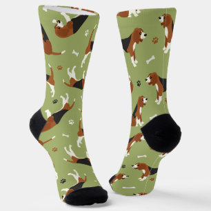 Chaussette Pâtes et os Beagle mignons vert