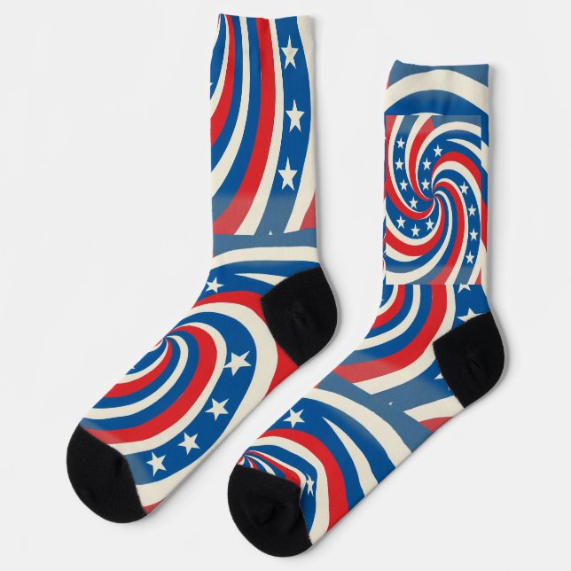 Chaussette Patriotic Swirling Stars & Stripes Bold USA Pride (Gauche)