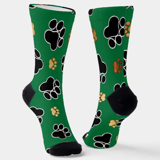 Chaussette Patte de chien canine luxe noir et marron (Angulaire)