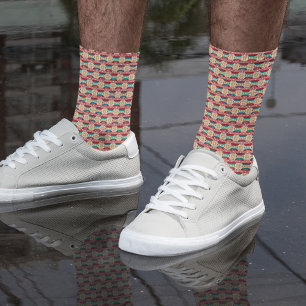 Chaussette Pattern mexicain à Beige and Red