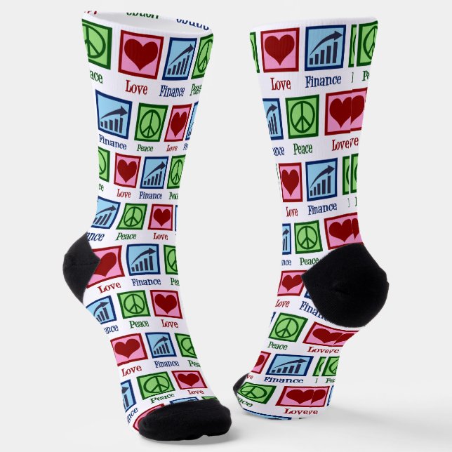 Chaussette Peace Love Finance Christmas Conseiller financier (Angulaire)