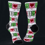Chaussette Peace Love Forensics Science Cool Empreinte<br><div class="desc">Si vous trouvez la science légale fascinante,  c'est le cadeau parfait. Il comporte un signe de paix,  un coeur et une empreinte digitale. Chaussettes Peace Love Forensics pour un scientifique.</div>