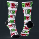 Chaussette Peace Love Forensics Science Cool Empreinte<br><div class="desc">Si vous trouvez la science légale fascinante,  c'est le cadeau parfait. Il comporte un signe de paix,  un coeur et une empreinte digitale. Chaussettes Peace Love Forensics pour un scientifique.</div>