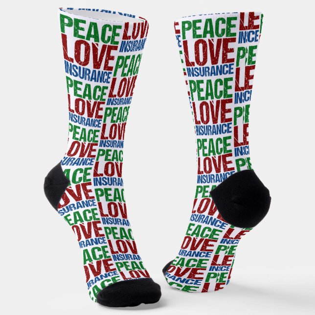 Chaussette Peace Love Insurance Funny Christmas (Angulaire)