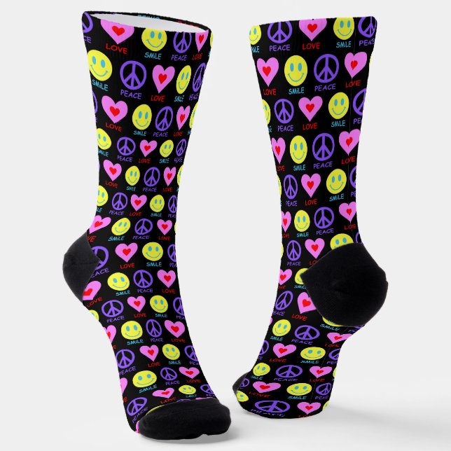 Chaussette Peace Love Smile Motif (Angulaire)