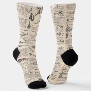 Chaussette Pêche vintage leures : pêcheur d'antiquité des ann