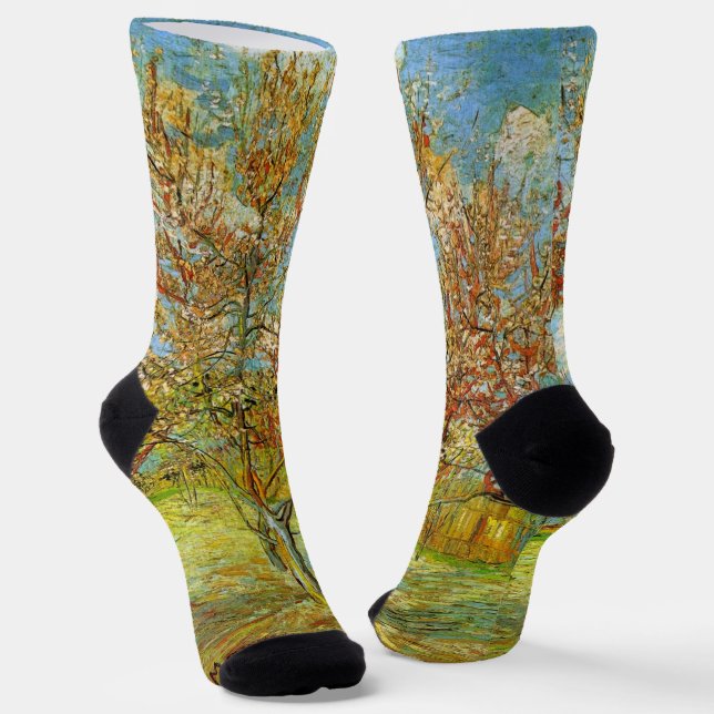 Chaussette Pêcher rose en fleurs de Vincent van Gogh (Angulaire)