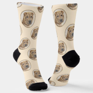 Chaussette Pei Shar Pei Peinture Fawn Wrinkle Original Chien 
