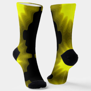 Chaussette Peinture abstraite noire et jaune