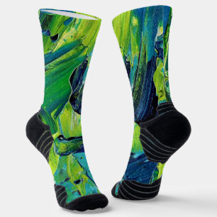 Chaussette Peinture acrylique abstraite en bleu