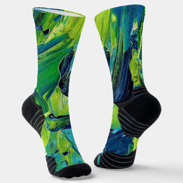 Chaussette Peinture acrylique abstraite en bleu (Angulaire)