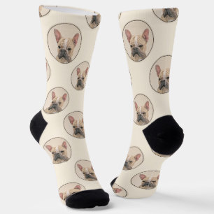 Chaussette Peinture de Bouledogue Français Fawn Mignon Art de