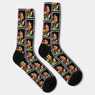 Chaussette Peinture de Bouquet de Tulipes Art Original de Jar