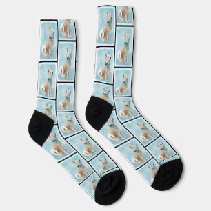 Chaussette Peinture de Buhund norvégien Blé doré Art canin or
