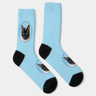 Chaussette Peinture de chats de Siamese Art animal original