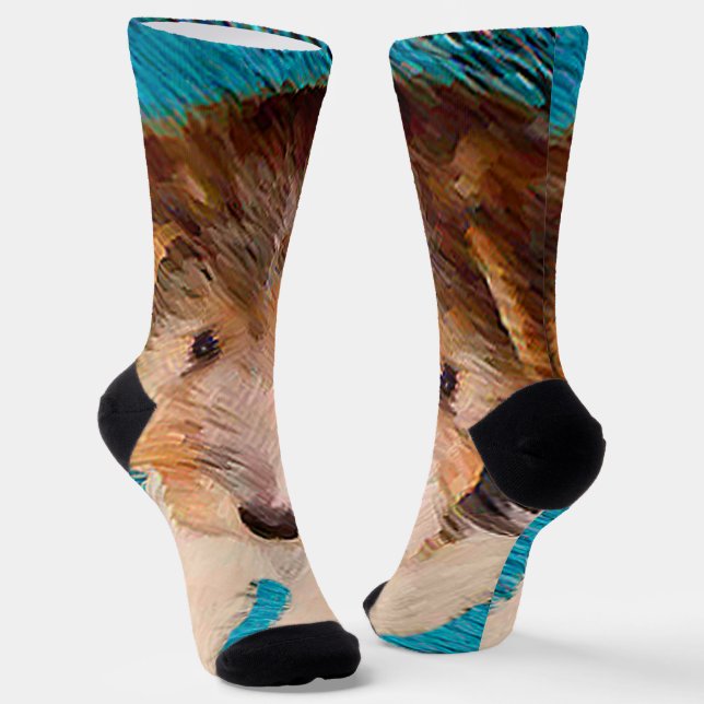 Chaussette Peinture de chiot Terrier Fox - Art de chien origi (Angulaire)