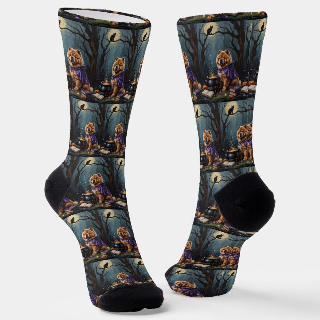 Chaussette Peinture de Halloween fantaisiste de chien Chow Ch (Angulaire)
