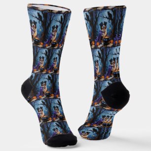 Chaussette Peinture de Halloween fantaisiste de Chien de mont