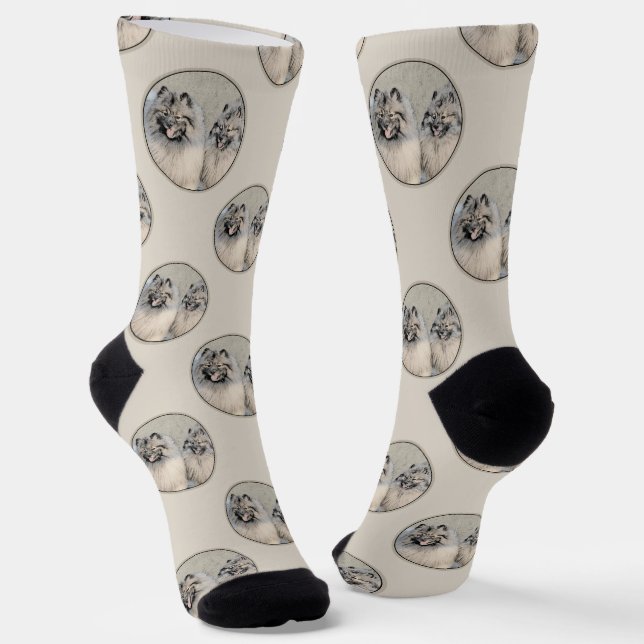 Chaussette Peinture de Keeshond 2 Keeshonden Art canin origin (Angulaire)