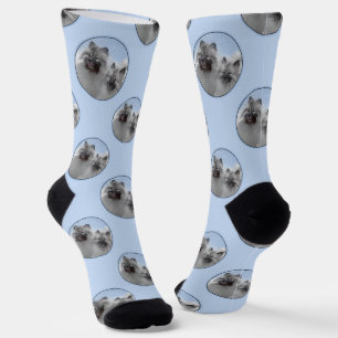 Chaussette Peinture de Keeshond 2 Keeshonden Art canin origin