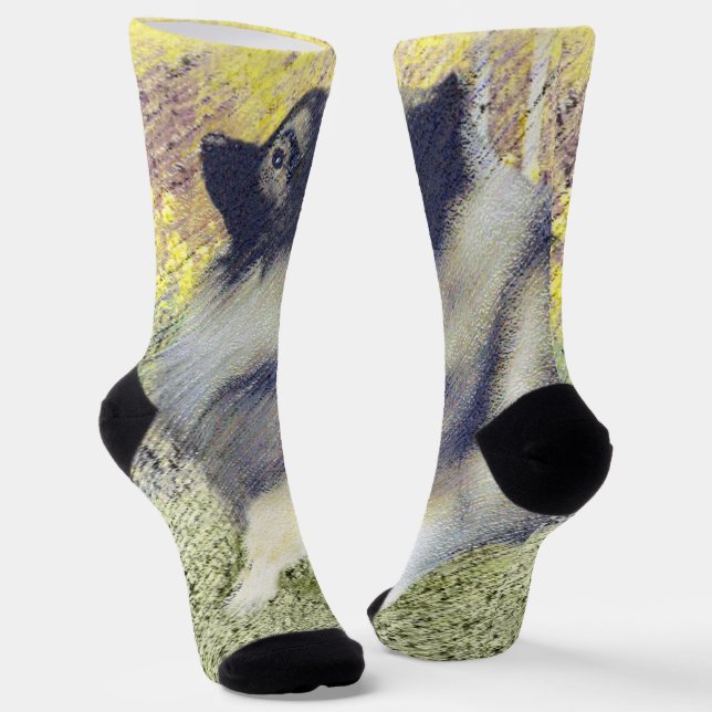 Chaussette Peinture de Keeshond Aspen - Art original mignon d (Angulaire)