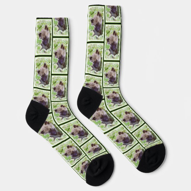 Chaussette Peinture de Keeshond : Chiot dans le jardin Œuvre  (Droite)