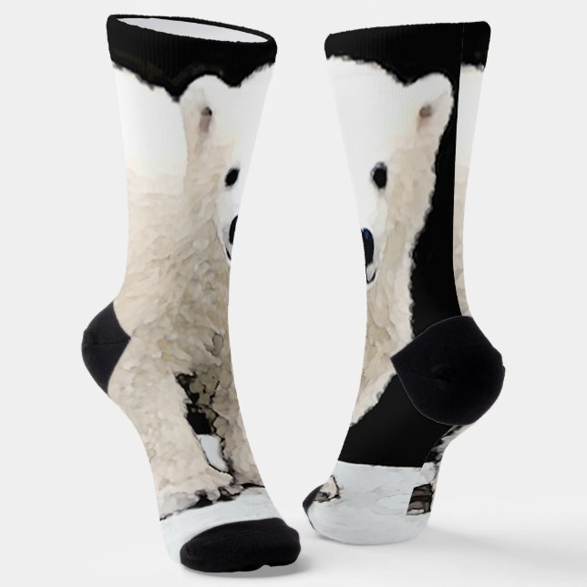 Chaussette Peinture de l'ours polaire - Oiginal Wildlife Art (Angulaire)