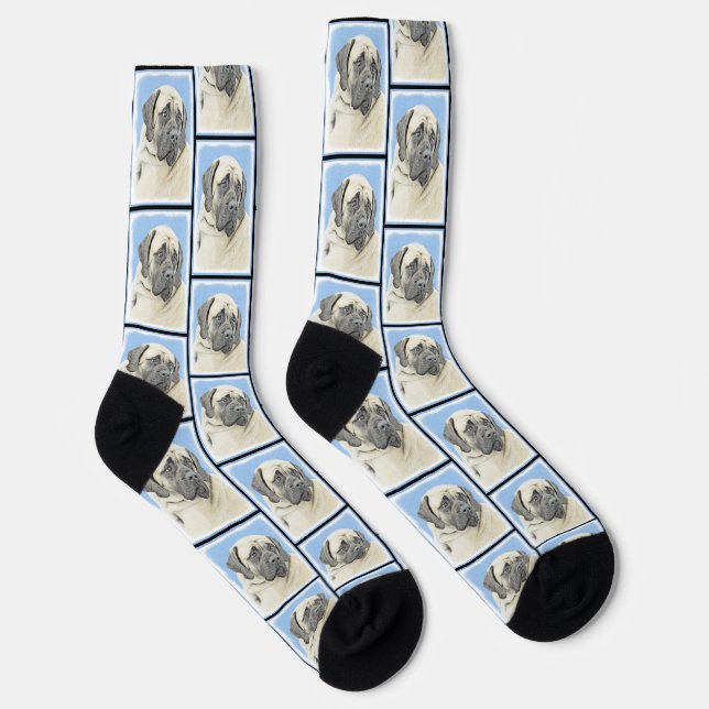 Chaussette Peinture de Mastiff Anglais Fawn Art Original pour (Droite)