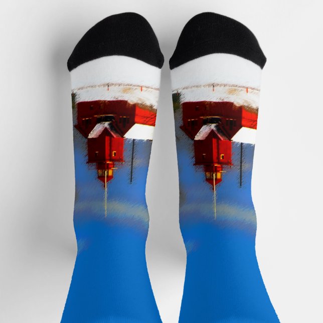 Chaussette Peinture de phare rouge - Art original (Haut)