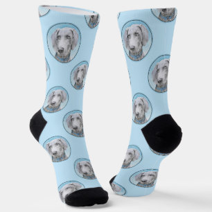 Chaussette Peinture de Weimaraner Gris Argent Art Original de