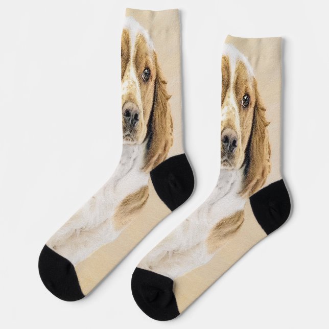Chaussette Peinture de Welsh Springer Spaniel - Art original  (Gauche)