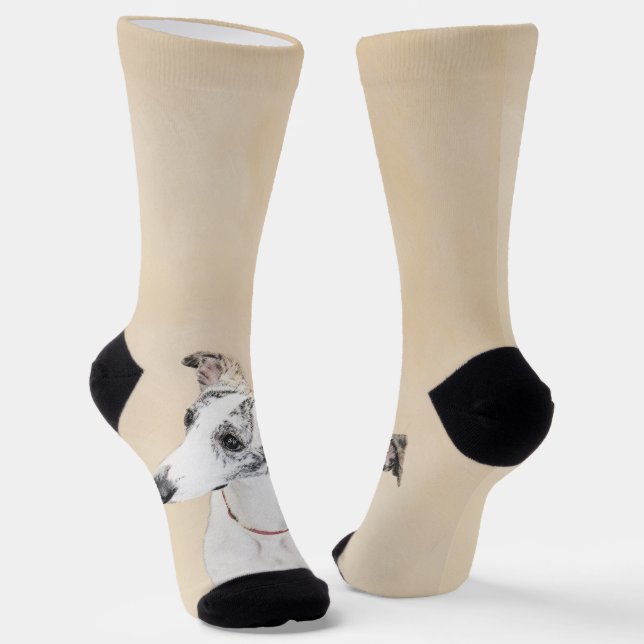 Chaussette Peinture de Whippet - Jolie illustration originale (Angulaire)