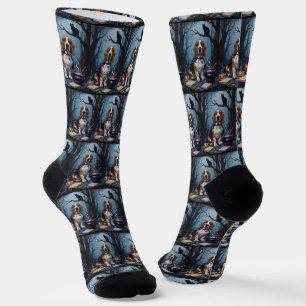 Chaussette Peinture fantaisiste d'Halloween de chien Basset H
