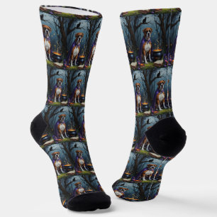 Chaussette Peinture fantaisiste d'Halloween de chien boxer