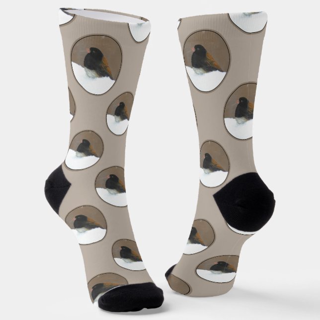Chaussette Peinture hivernale Junco foncée Art original (Angulaire)